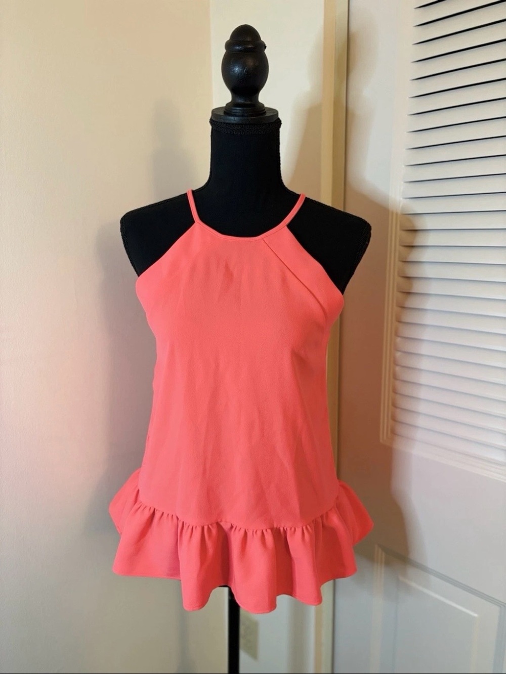 Amanda Uprichard Coral Halter Ruffle Blouse Women’s Petite Sleeveless Resort